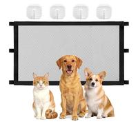 Pet Magic Gate Baby Safety Guard Magic Retractable Puppy Gates No Drilling Folding Mesh Small Dog Fence Enclosure Net Cat Stopper Convenient Stair Gate for Pets Kids Stairways Indoor Outdoor 110x72cm