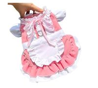 Pet Maid Outfit - Summer Cute Dog Princess Dress Cat Lace Bow Costume with Leash Ring Sweety Pet Clothes Small Puppy Cat Outfit for Festival Birthday Party Wedding Walks (Pink,XXL)