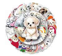 Pet Maltese Dog Stickers for Kids Boys Teens Girls,Cartoon Vinyl Stickers for Laptop Phone Water Bottle Luggage Flasks Bike Cup Tablet Computer Car, Lovely Waterproof Decals Pack[Maltese Dog-50Pcs]