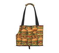 Pet-many cute burgers print portable bag, lightweight and breathable, suitable for taking small pets out.