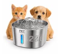 Pet Marvels Stainless Steel Cat Water Fountain - 2.2L/74oz Ultra-Quiet Pump, Visible Water Level, Dual Flow Modes - Automatic Pet Water Dispenser for Cats & Small Dogs