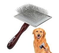 Pet Massage Brush - Detangling Grooming Comb, Soft Stainless Steel Bristles, Compact Handheld Shedding Cleaner, Comfortable Grip Handle | Canine Feline Puppy Adult Grooming Bathing Coat Care Tool for