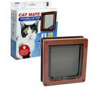 Pet Mate 2 Way Locking Cat Flap with Door Liner Brown 234B - Secure Pet Access