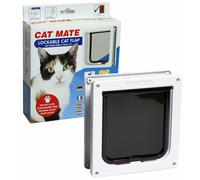 Pet Mate Lockable Cat Door Flap 2 Way Locking 234W White + Trimmable Door Liner