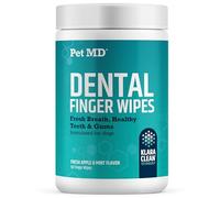Pet MD Pet Dental Finger Wipes for Dogs - Plaque and Tartar Remover for Dogs to Improve Oral Care - Pet Teeth Cleaning Finger Wipes for Healthy Gums and Fresh Breath - Fresh Apple & Mint, 50ct