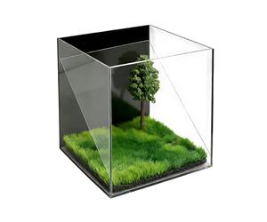 Pet Memorial Box, Acrylic Pet Shadow Box, 3.9 X 3.9 X 3.9 In, Holographic Pet Memorial In Projection With Film, Includes Artificial Moss, Ornaments, Transparent Pet Keepsake Gift