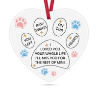 Pet Memorial Christmas Ornaments Memorial Gifts for Loss of Dog Cat Sympathy Gift for Women Men Ceramic Heart Keepsake in Memory of Dog Cat Pet Remembrance Keepsake for Christmas Tree Decoration