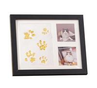 Pet Memorial Frame for Dogs and Cats, Pet Paw Print Photo Frame with Clay Imprint Kit, Pawprint Making Kit and Photo Display for 11" X 9" Photo, Remembrance Frame for Babies(Black)