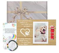 Pet Memorial Gifts: Picture Frame with Collar Display, Sympathy Card, Rainbow Bridge Bracelet & Gift Box - Pet Memorial Photo Frame - Bereavement Gift for Loss of Beloved Dog or Cat (Print Art)