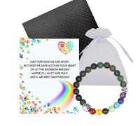 Pet Memorial Gifts: Rainbow Bridge Bracelet, Sympathy Card with Rainbow Bridge Poem & Elegant Gift Box - Bereavement Gift for Loss of Dog or Cat - 8MM Mixed Color Natural Stone Bracelet Keepsake