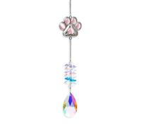 Pet Memorial Gifts Wind Chimes, Double-sided Paw Crystal Suncatcher, Colorful Sun Catcher with Chain for Loss of Dog, Rainbow Maker Hanging Ornament Sympathy Gifts for Pet Owner