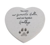 Pet Memorial Heart Stone with Paw Print - for Cats & Dogs