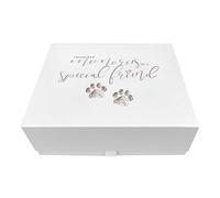 Pet Memorial Keepsake Box - White Flat Packed Folding Pet Keepsake Memory Box - Elegant Tribute for Cherished Pet Dog or Cat Memories - 28cm x 22cm x 11cm