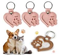 Pet Memorial Keychain for Hair, Paw Shaped Hair Collector for Dog & Cat, Unique Keepsake Gift for Pet Lovers, Keep Their Memory Close, Always (Pink 3 Pcs)