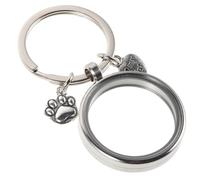 Pet Memorial Keychain with Crystal Panel Silver Metal Double Layer | Portable Keepsake for Ashes or Photos, Smooth Finish, Lightweight Design, Secure Seal for Handbags and Keys