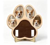 Pet Memorial Paw Photo Frame 4 Photo Collage Display for Dogs & Cats, Dog Keepsake Picture Frame with Collar/Harness Holder, Sympathy Gift for Pet Loss, Pet Enthusiast Commemorative Gift