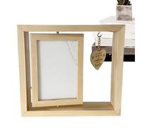 Pet Memorial Photo Frame, Desktop Pet Decoration, 360°rotating Wooden Heart Dog Memorial Picture Frame for Home,Offices