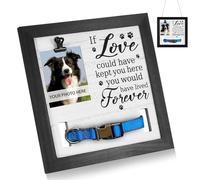 Pet Memorial Picture Frame 9-Inch, Wooden Dog Cat Photo Frame with Stand, 3D Display Memorial Photo Frames, Pet Remembrance Gift for Dog Cat Loss, Sympathy Keepsake for Tabletop Use (Black2)