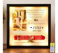 Pet Memorial Picture Frame Dog Collar Shadow Box 10"x10", Sympathy Remembrance Gift Keepsake for Loss of Dog or Cat, for Medium or Small Size Collars