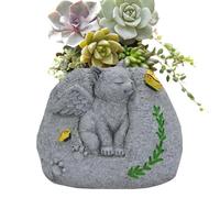Pet Memorial Planter, Pet Angel Memorial Figures - Indoor Pot for Cat/Dog Carving Tombstone Plants - Small Pot Plant Decoration, Indoor Outdoor Planter for Pet Lovers