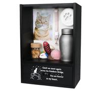 Pet Memorial Shadow Box Keepsake 9.2x13 Cat Memorial Gifts for Loss of Cat Death Sympathy Remembrance Bereavement Gift Large Pet Memory Box Frame Display Case with Deep Rainbow Bridge Drawer
