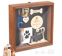 Pet Memorial Shadow Box, Pets Memorial Picture Frame with Pets Hair Fur Jar, Rustic Collar Holder and Sympathy Card, Dog and Cat Sympathy Gifts for Pet Lovers(Black)