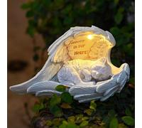 Pet Memorial Solar Garden Statue Outdoor, Resin Angel Cat/Dog with Solar Light Forever in Our Hearts Guardian Angel Pet Loss Gift for Garden Yard Home Decor (Cat)