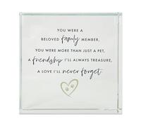 Pet Memorial Solid Glass Ornament | Crystal Token Bereavement Keepsake with Heart & Paw Print Motif | Sympathy Gift for Loss of Pet | 9x9x2cm