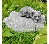 Pet Memorial Stone - Personalized Pet Memorial Stones Grave Markers - Resin Pet Statue - Outdoor/Indoor - Dog Cat Grave Marker(Rock color/Cat)