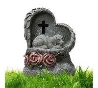 Pet Memorial Stone,Pet Grave Stone Dog Headstones - Solar Powered Garden Statue Grave Markers, Memorial Sign, Sleeping Cat Dog Statue, Garden Decor