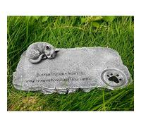 Pet Memorial Stone - with a Sleeping Cat Statue on the Top - Cat Grave Memorial Gifts - Weather Resistant Outdoor Memorial Garden Headstone(Rock color)
