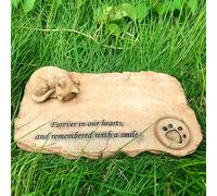 Pet Memorial Stone - with a Sleeping Cat Statue on the Top - Cat Grave Memorial Gifts - Weather Resistant Outdoor Memorial Garden Headstone(Sand color)