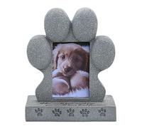 Pet Memorial Stones, Weather Resistant Resin, Paw Shaped Grave Marker Photo Frame, Cat and Dog Headstones for Outdoor, Garden, Lawn, Backyard, Cemetery, Remembrance Area, 5.79x3.15x7.09 Inches