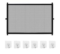 Pet Mesh Stair Gate Portable No Drilling Folding Puppy Safety Fence Guard Net with Hooks for Baby Dog Cats Indoor Stopper 110x72cm Easy Install for Hallway Stairway Doorways Black