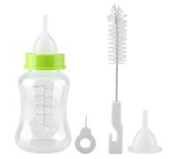 Pet Milk Bottle Feeder Set Silicone Transparent Durable 4pcs 60ml for Dog Cat Puppy Kitten Nursing Feeding with Nipple Brush Opener Green