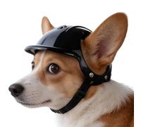 Pet Motorcycle Helmet - Hard Black Safety Hat With Ear Holes, Lightweight PC Protective Headwear, Windproof Cycling Cap | For Small Medium Breeds, Dogs & Cats, Outdoor Camping Travel