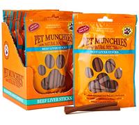 Pet Munchies Beef Liver Sticks Dog Treats, Premium Grain Free Dog Chews with Natural Real Meat, Low in Fat and High in Protein 90g (Pack of 8)