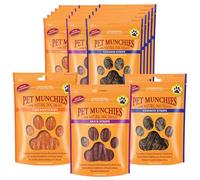 Pet Munchies Meaty Strips Bundle for Dogs, Multipack with Chicken, Venison, Duck Flavour, Natural Real Meat Dog Chew Treats, 18 Variety Bags, 255g
