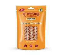 Pet Munchies Small Buffalo Dental Chews, Healthy, Natural and Long-Lasting Dog Treats, Grain Free and Low in Fat 55g, Pack of 8 (32 Chews)