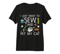 Pet My Cat and Sew Quilting Seamstress Sewing Machine Premium T-Shirt