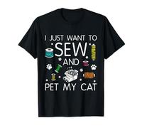 Pet My Cat and Sew Quilting Seamstress Sewing Machine T-Shirt