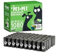 PET N PET 1080 Count Biodegradable Poo Bags Dogs USDA Certified 38 percent Biobased 72 Thick Dog Poop Bags Rolls 9x13 Leak-Proof Black Unscented