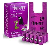 PET N PET, Dog Poop Bags on Refill Rolls with Tie Handles USDA 41% Plant-Based Lavender Scented 210 Count