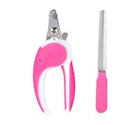 Pet Nail Clipper File Set Professional Stainless Steel Dog Cat Nail Trimmer Grooming Tool with Non Slip Rubber Handle for Small Medium Large Pets Blue Orange Pink Yellow Rose Red (Rose Red)