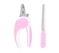 Pet Nail Clipper File Set Professional Stainless Steel Dog Cat Nail Trimmer Grooming Tool with Non Slip Rubber Handle for Small Medium Large Pets Blue Orange Pink Yellow Rose Red (Pink)