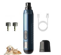 Pet Nail Trimmer, Low Noise USB Rechargeable Diamond Bit Electric Nail File with Replacement Grinding Heads for Large Medium Small Dogs Cats (#Blue)