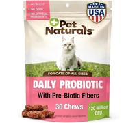 Pet Naturals Daily Probiotic for Cats, 30 Chews - Digestive and Immune Support Supplement for Cats