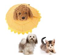 Pet Neck Collar, Comfy Cone Sunflower Plush Cover Elizabethan Recovery Collar with Hook Loop for Cats Kitten Small Dogs Puppy (M)