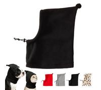 Pet Neck Warmer with Hat, Leopard Print, Adjustable Drawstring, Soft Polyester, for Dogs and Cats (Black, Large)