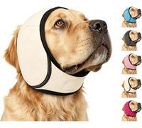 Pet Noise Cancelling Ear Wrap, Dog No Shake Ear Muffs Noise Protection Firework Thunder Vacuum, Comfortable Quiet Dogs Calming Hoodie, Adjustable for Grooming Bathing and Swimming (beige, M)